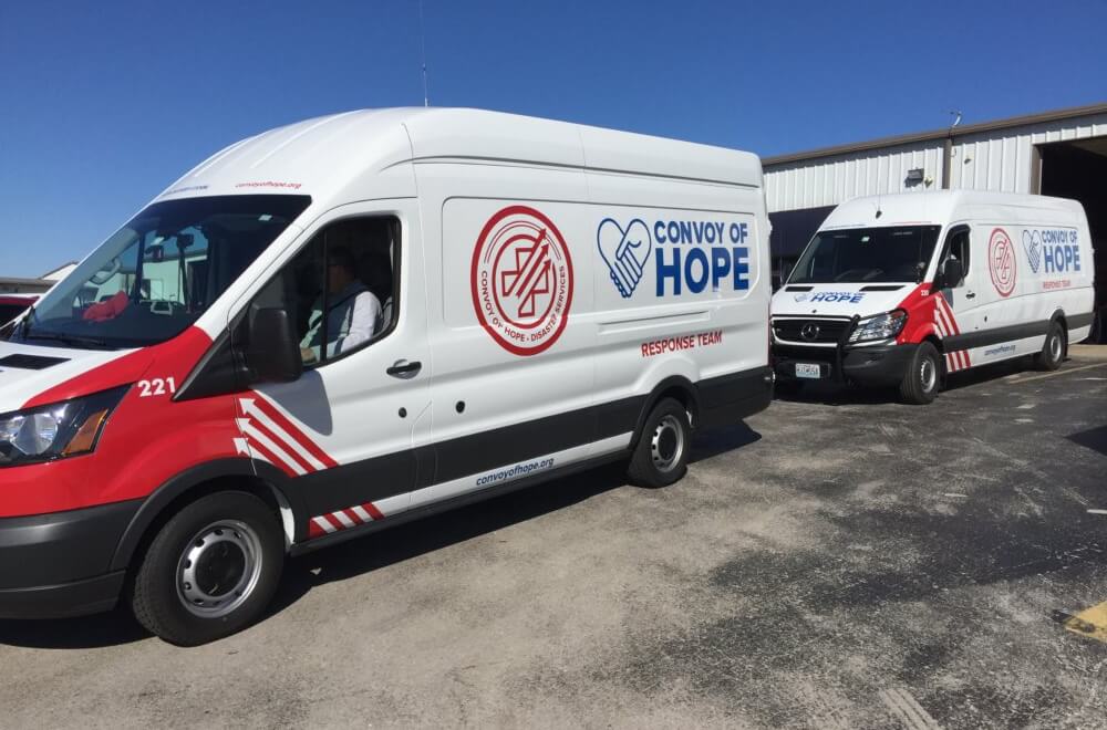 Convoy of Hope vans
