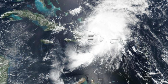 Tropical Storm Isaias satellite view