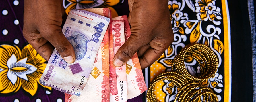 Hands holding money