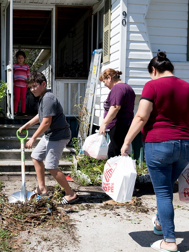 After a disaster relief is delivered to those in need.