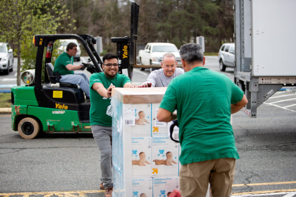 Stafford, Virginia – Convoy of Hope delivers diapers and other supplies to Mount Ararat Baptist Church. Volunteers then distributed the items to those in the community