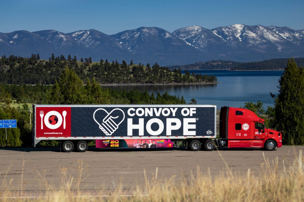 Convoy of Hope Truck with a Dude Perfect skirt