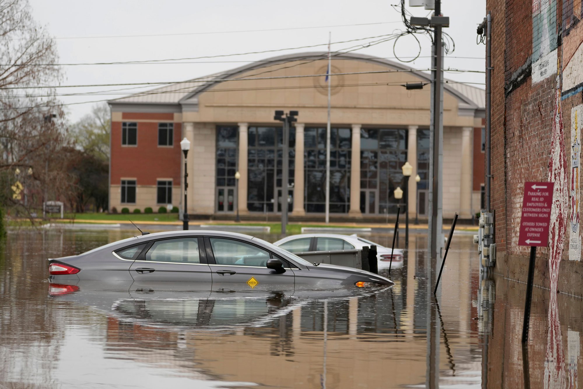 Cars partially submerged in Kentucky